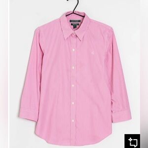 Lauren Ralph Lauren 💯 % cotton non-iron Pink Stripe women’s Shirt
